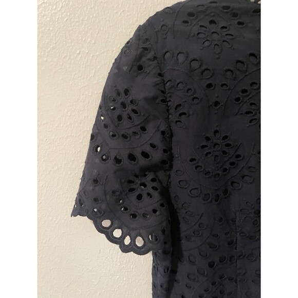 Boden Isadora Broderie Eyelet Navy Blue Cotton Women’s Mid Zipper Dress Size 8R - Picture 6 of 11